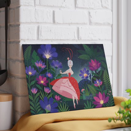 🌙🌺 The Lady Of The Midnight Flower Garden Glass Cutting Board – Art Deco Floral Elegance
