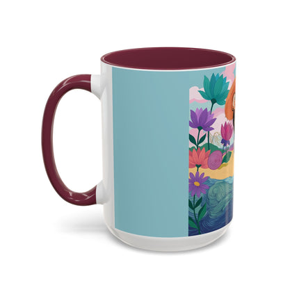 The Lady Of The Coral Parasol Colorful Mugs – Art Deco Coastal Elegance