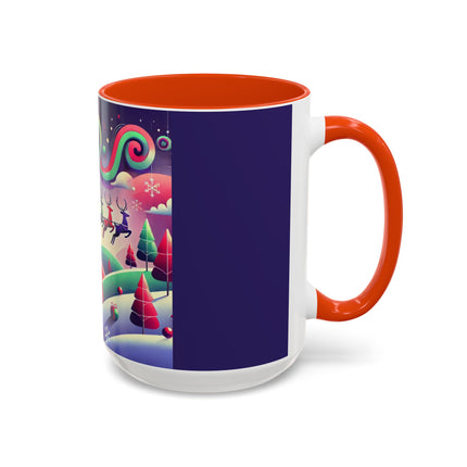 Festive Reindeer Flight Colorful Mugs (11oz, 15oz)