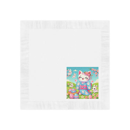 Springtime Kitten’s Easter Joy White Coined Napkins