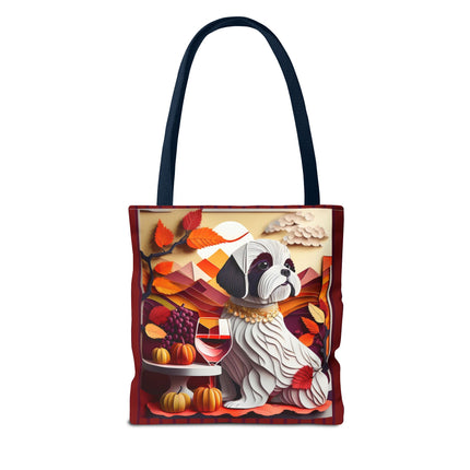 Shih Tzu at an Autumn Wine Tasting Tote Bag (AOP)