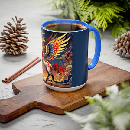 Flame-Winged Horse at Sunset Colorful Mugs (11oz, 15oz)