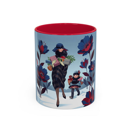 🎁🌺 The Christmas Gift Garden Stroll Colorful Mug – Art Deco Holiday Fantasy