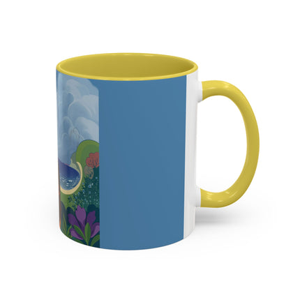 The Lady And The Sea Breeze Colorful Mugs – Art Deco Coastal Serenity