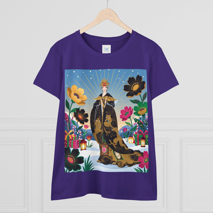 🌸✨ The Golden Garden Empress Cotton Tee – Asian-Inspired Floral Fantasy