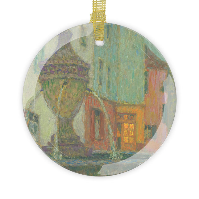 La Fontaine, Saint-Paul De Vence by Henri Le Sidaner Glass Ornament
