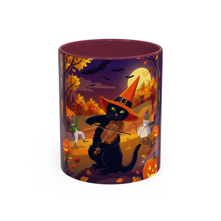 🐈‍⬛🎻 The Black Cat's Moonlit Melody Colorful Mug – Whimsical Halloween Music