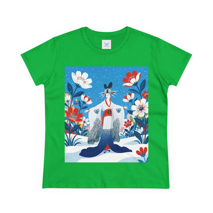 🌸❄️ The Winter Blossom Kimono Cotton Tee – Japanese-Inspired Floral Elegance