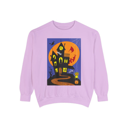 Halloween Night at the Haunted House Unisex Garment-Dyed Sweatshirt