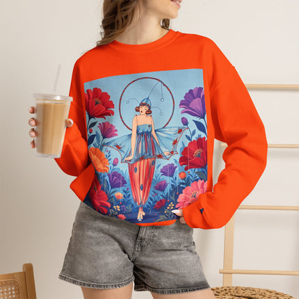 🎪🌺 The Flower Garden Harlequin Crewneck Sweatshirt – Art Deco Fashion Whimsy