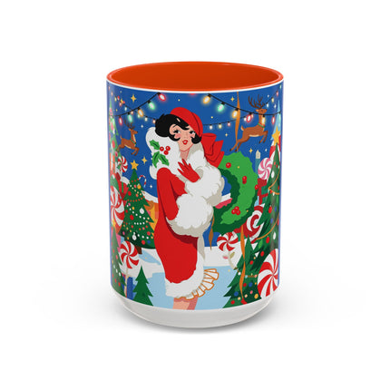 🦌🍬 The Lady Of The Peppermint Christmas Garden Colorful Mug – Colorful Art Deco Holiday Fantasy
