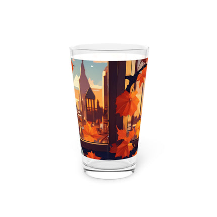 Bengal Cat at a Cozy Autumn Café Glass, 16oz