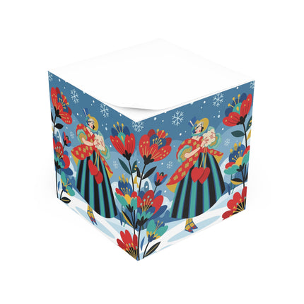 ❤️🕊️ The Winter Heart Messenger Note Cube – Art Deco Winter Enchantment