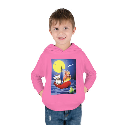 Embarking on a Moonlit Journey Toddler Pullover Fleece Hoodie