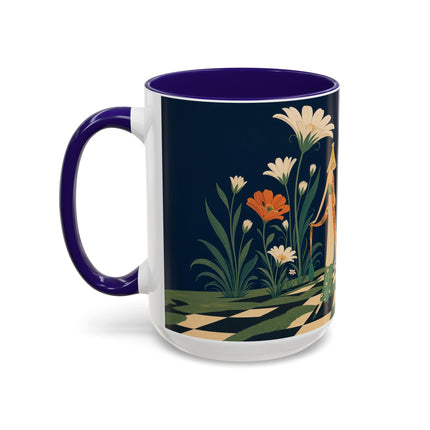 🌼🧡 The Midnight Floral Masquerade Colorful Mug – Art Deco Fashion Fantasy