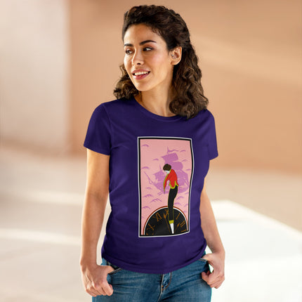 Woman Waiting for her Beloved at 1:59 by Kobayashi Kaichi Women's Midweight Cotton Tee