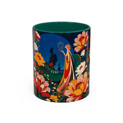 🌺🐦 The Enchanted Birdcage Garden Colorful Mug – Art Deco Floral Fantasy