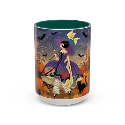 🌙🎃 The Moonlit Garden Walk Colorful Mug – Elegant Halloween Charm