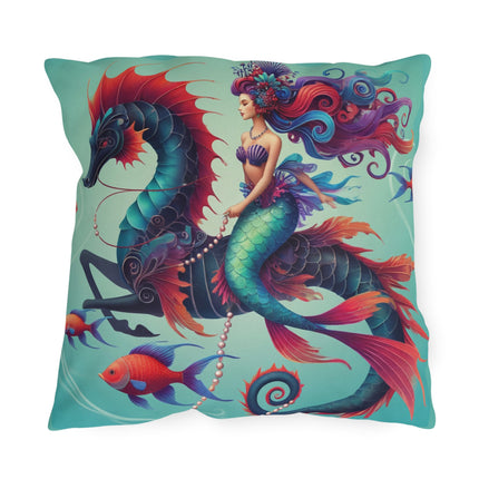 Mermaid & Sea Dragon Outdoor Pillows – Ocean Guardian & Mythic Beauty