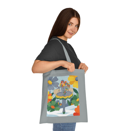 🌼❄️ The Winter Flower Wanderer Cotton Tote Bag – Colorful Winter Fantasy