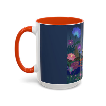 Moonlit Incense Ceremony Colorful Mugs – Art Deco Meditation Garden