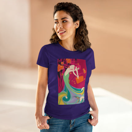 Mermaid Dive Women's Midweight Cotton Tee – Joyful Underwater Fantasy