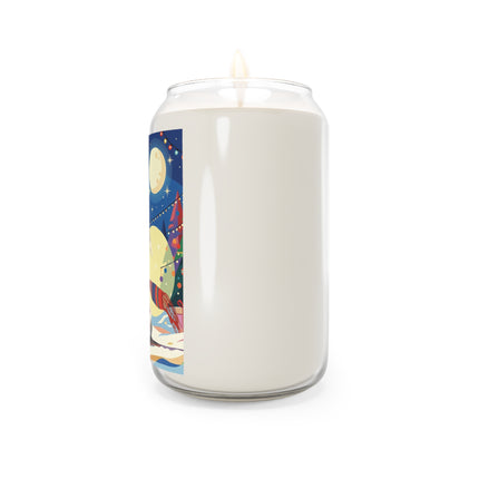 🌙🎿 The Moonlit Christmas Skier Scented Soy Candle – Whimsical Holiday Fantasy