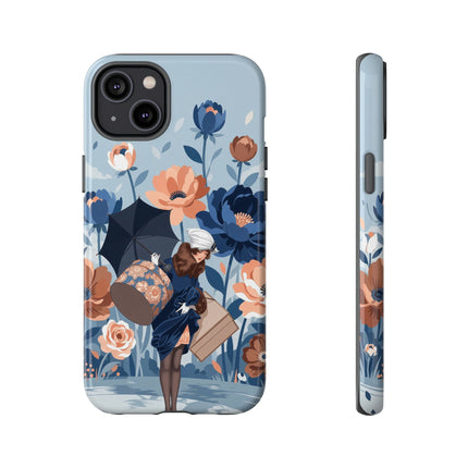 ☂️🌺 The Lady Of The Traveling Garden Phone Case – Art Deco Floral Adventure