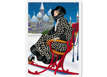 Elegant Winter Woman in Sleigh Die-Cut Magnets (5 Sizes)