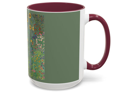 Farm Garden with Sunflowers by Gustav Klimt Colorful Mugs (11oz, 15oz)