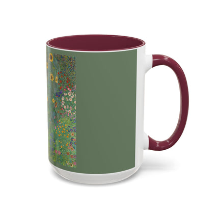 Farm Garden with Sunflowers by Gustav Klimt Colorful Mugs (11oz, 15oz)