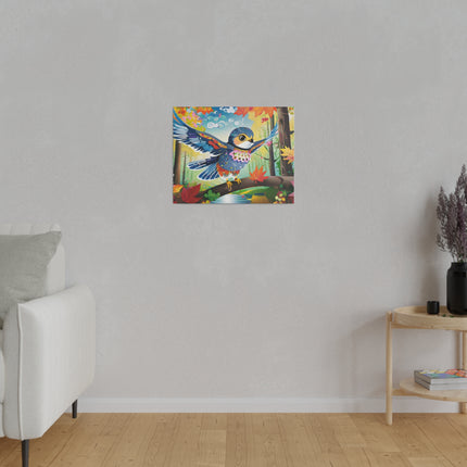 Baby Hawk Plays in Forest Matte Canvas, Stretched, 0.75"