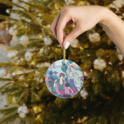 🎭🌸 The Ladies Of The Secret Masquerade Glass Ornament – Art Deco Floral Mystery