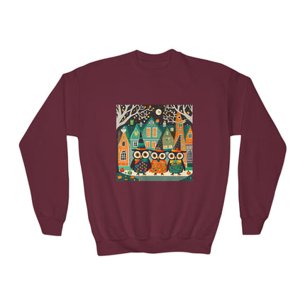 Night of the Trick-or-Treating Owlets Youth Crewneck Sweatshirt