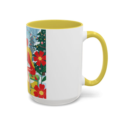 ☕🎄 Christmas Tea In The Snow Garden Colorful Mug – Art Deco Holiday Friendship