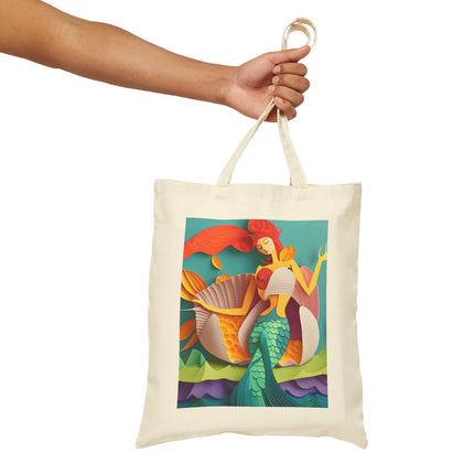 Charming Mermaid Cotton Canvas Tote Bag