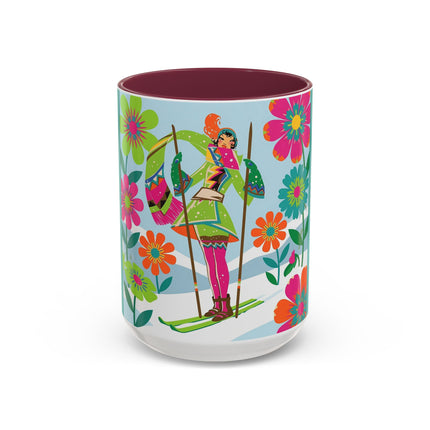 🎿🌸 The Winter Flower Adventurer Colorful Mug – Colorful Ski Fantasy
