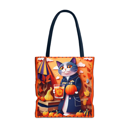British Shorthair at an Autumn Market Tote Bag (AOP)