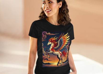 Flame-Winged Horse at Sunset Women's Midweight Cotton Tee