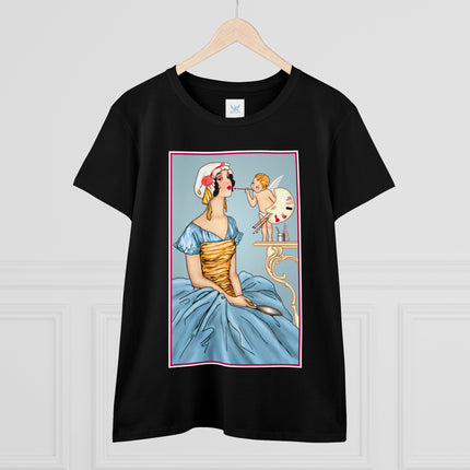 The Enchanting Painter: A Fairy's Artistic Touch Ceramic Women's Midweight Cotton Tee