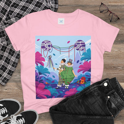 🎭🌸 The Garden Masquerade Cotton Tee – Art Deco Floral Whimsy