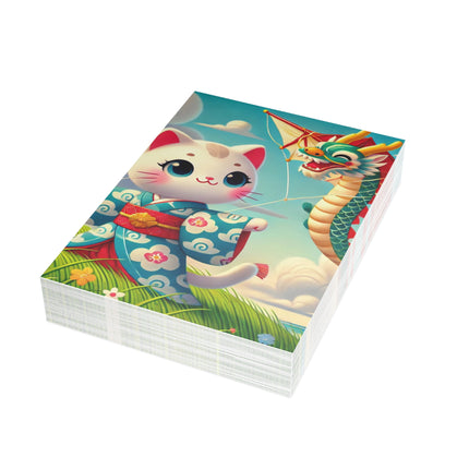Geisha Kitten and the Dragon Kite Postcard Bundles (envelopes included) - Bundles of 10, 30, 50 Pieces