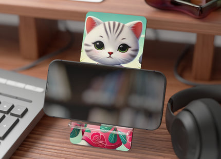 Geisha Kitten Strolls Among the Spoonbills Mobile Display Stand for Smartphones