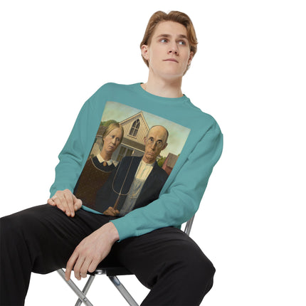American Gothic by Grant Wood Unisex Garment-Dyed Sweatshirt