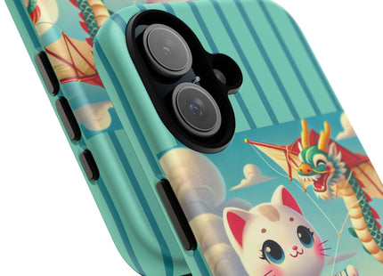 Geisha Kitten and the Dragon Kite Phone Cases