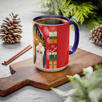 ❤️ The Lady Of The Candlelit Christmas Alcove Colorful Mug – Art Deco Holiday Elegance