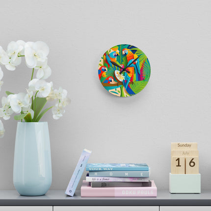 Colorful Macaws Acrylic Wall Clock, Round and Square