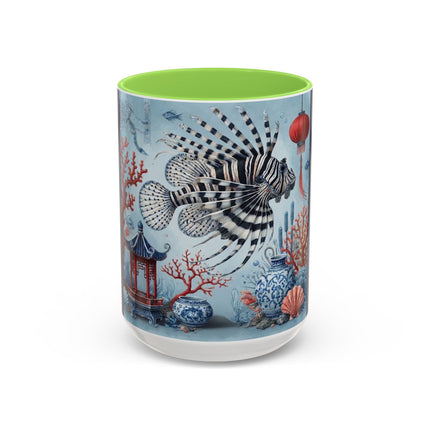 Lionfish & Lantern Colorful Mug – Mystical Ocean & Asian Harmony