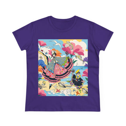 🐚🐟 The Seaside Fantasy Cotton Tee – Art Deco Ocean Whimsy