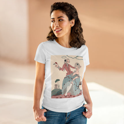 🌹🎀 The Rose Garden Courtship Cotton Tee – Art Deco Romantic Fashion